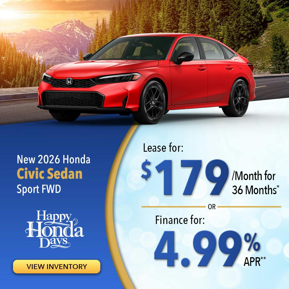 New 2026 Honda Civic Sedan Sport FWD | Lundgren Honda of Greenfield