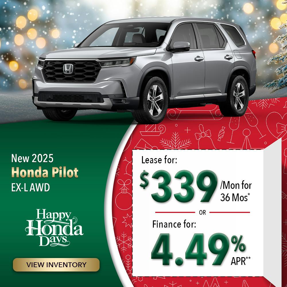 New 2025 Honda Pilot EX-L AWD | Lundgren Honda of Greenfield