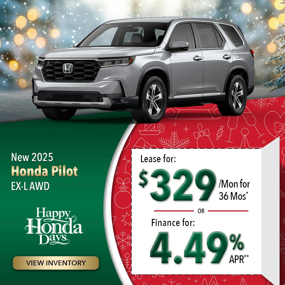 New 2025 Honda Pilot EX-L AWD | Lundgren Honda of Greenfield