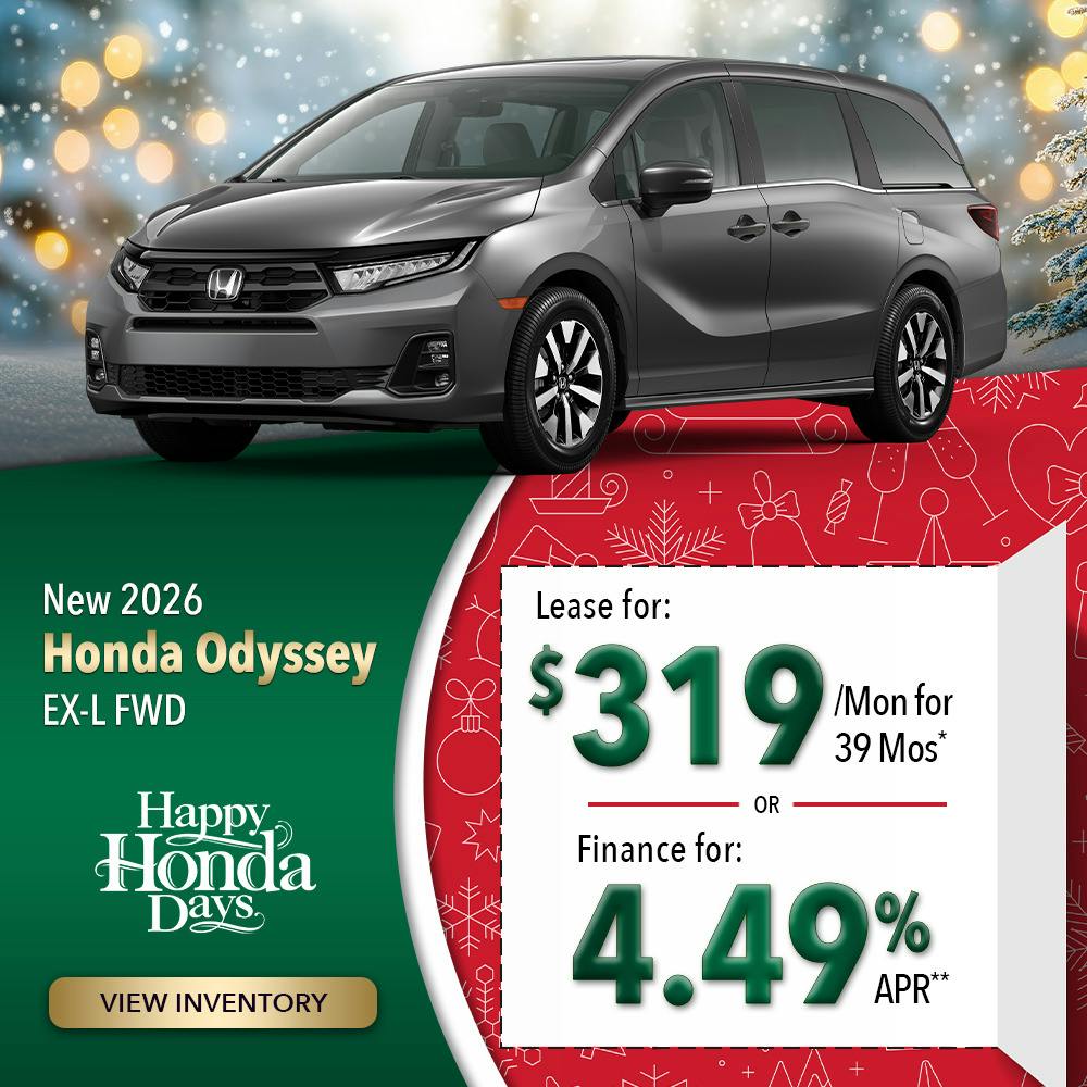 New 2026 Honda Odyssey EX-L FWD | Lundgren Honda of Greenfield