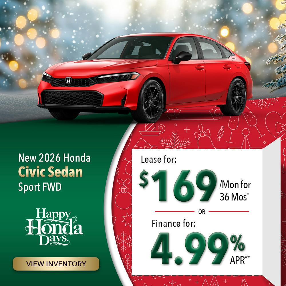 New 2026 Honda Civic Sedan Sport FWD | Lundgren Honda of Greenfield