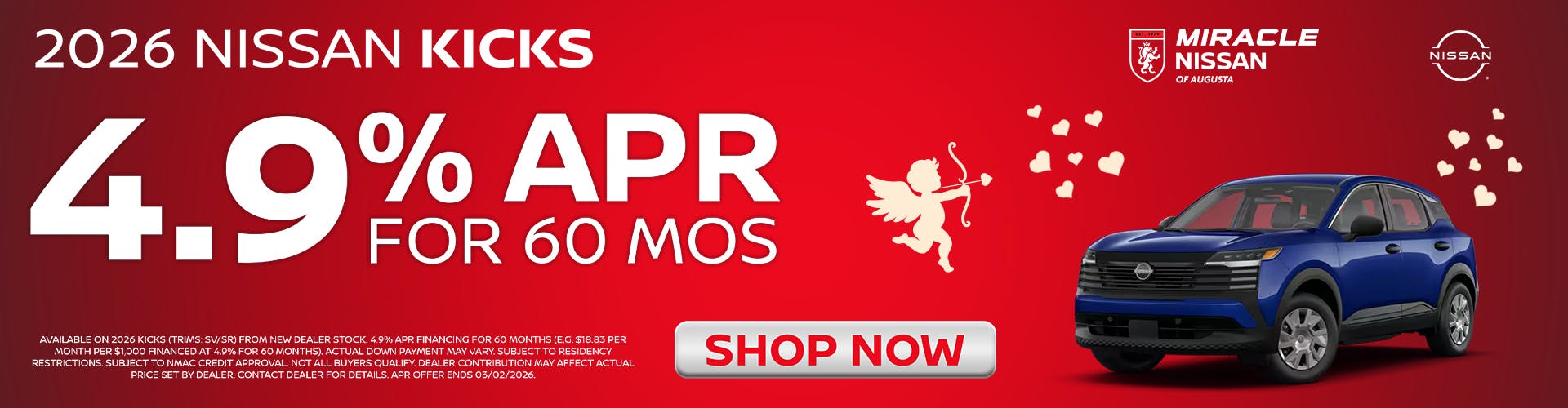 2026 Nissan Kicks 4.9% APR FOR 60 MOS