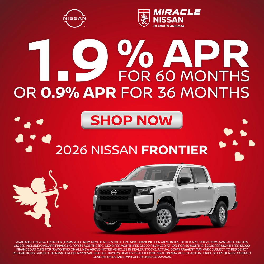 2026 NISSAN FRONTIER 1.9 % ADR FOR 60 MONTHS OR 0.9% APR FOR 36 MONTHS