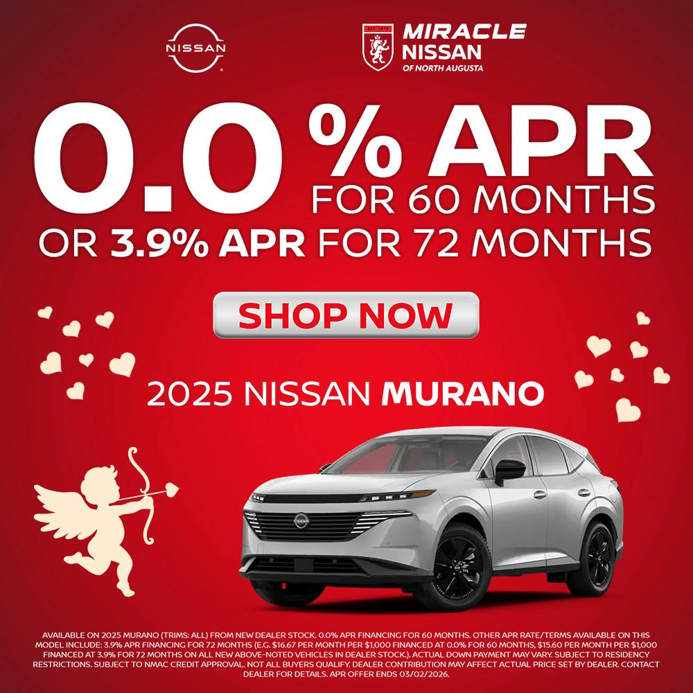 2025 NISSAN MURANO 0.0 % Apr FOR 60 MONTHS OR 3.9% APR FOR 72 MONTHS