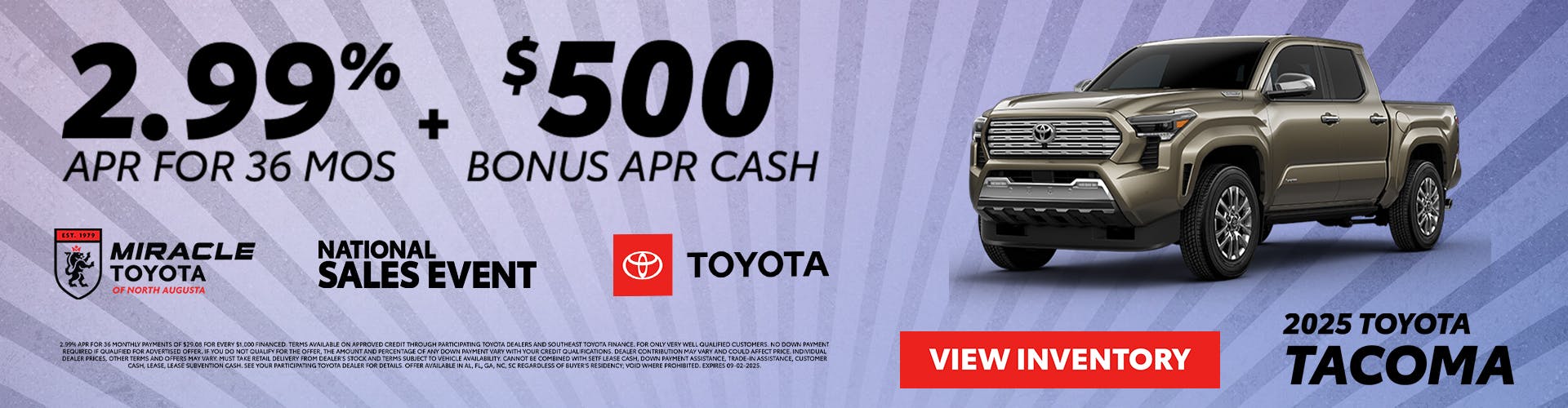 Tacoma Sales Event Banner