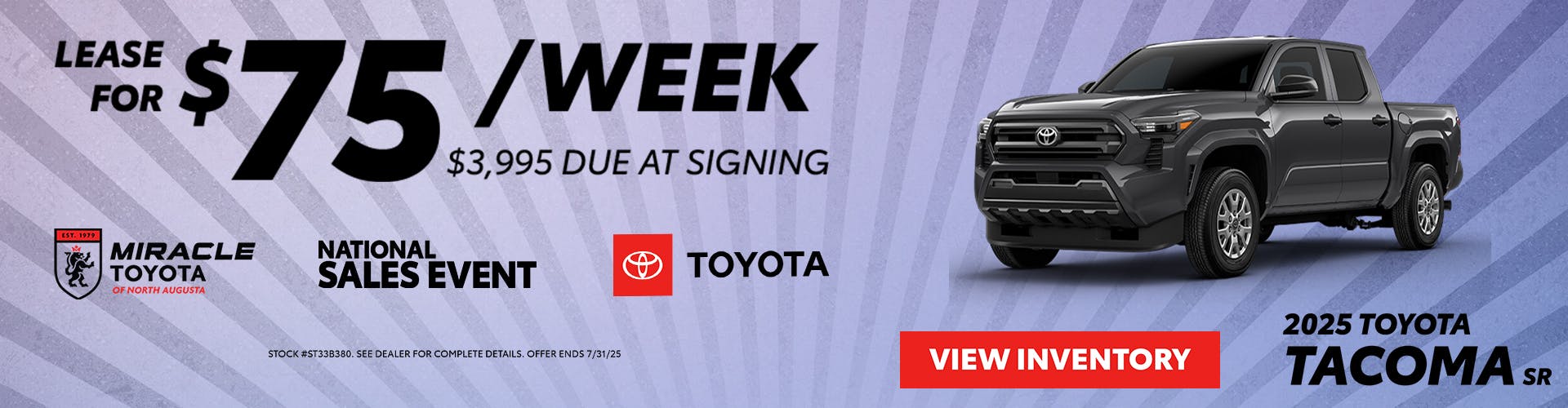 Tacoma SR Sales Event Banner