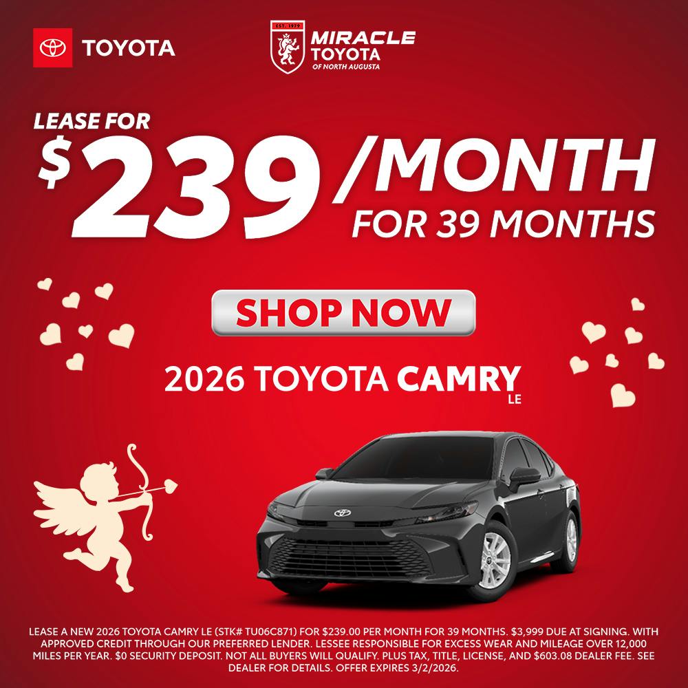 2026 TOYOTA CAMRY LE LEASE FOR $239/MONTH