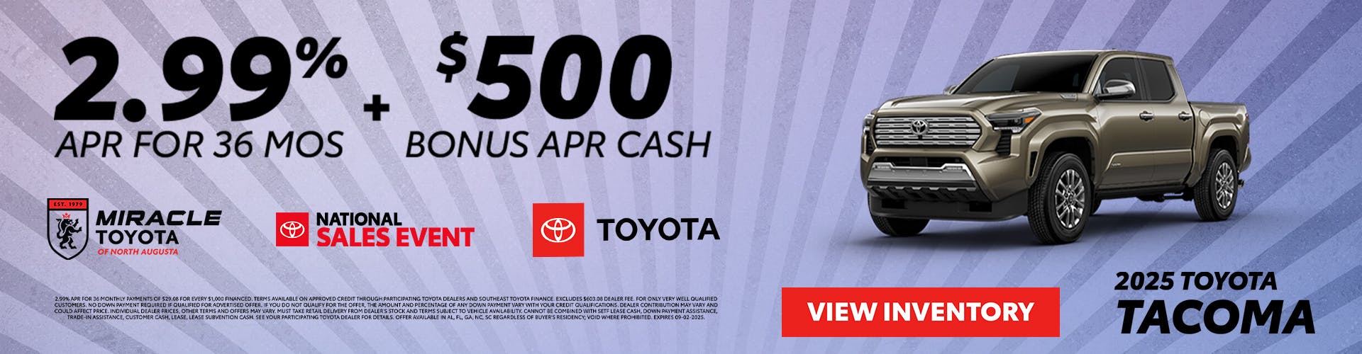 Tacoma Sales Event Banner