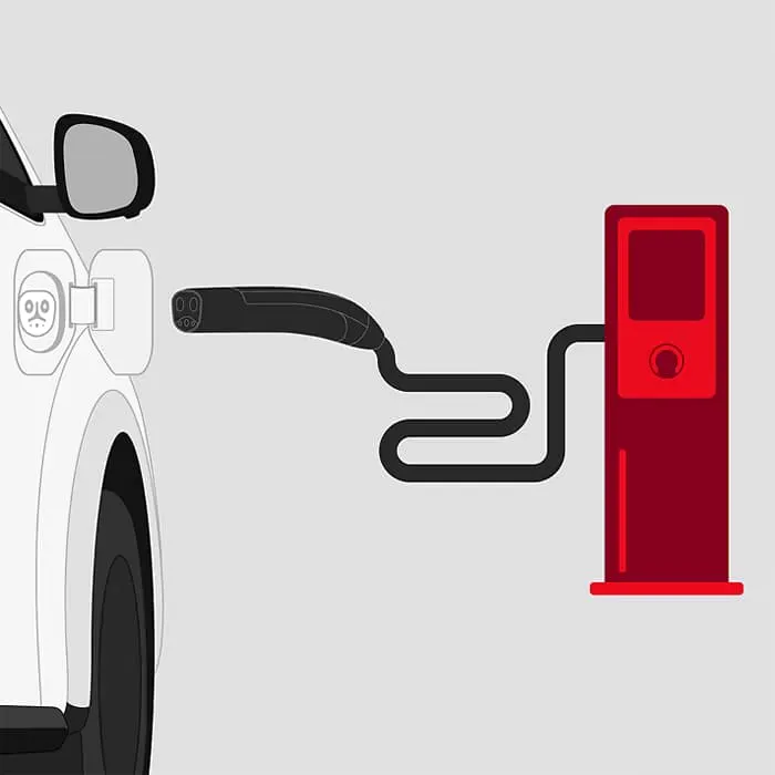 Toyota vehicle charging at a public fast charger