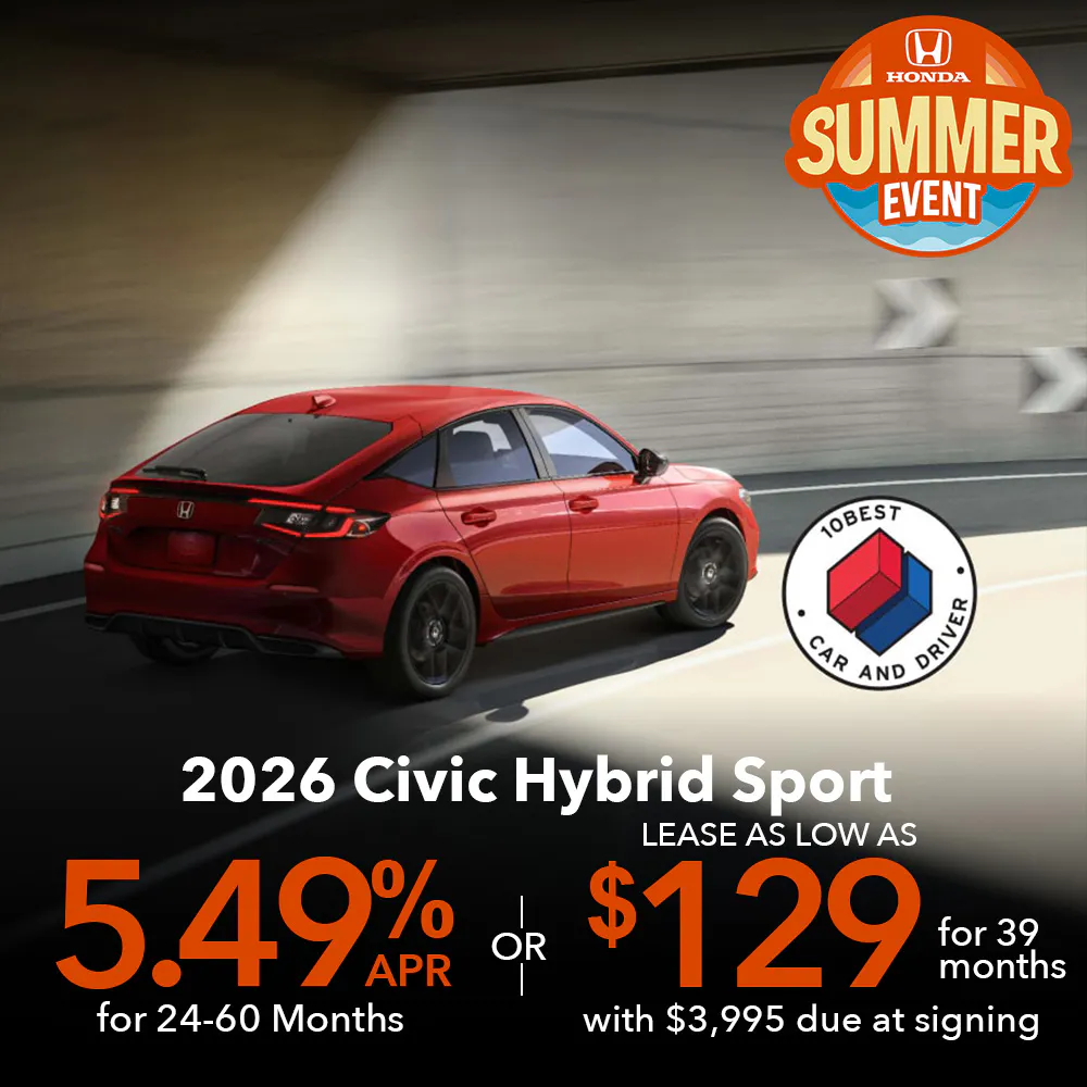 Lease 2026 Civic Hybrid Sport For $129 | Open Road Honda