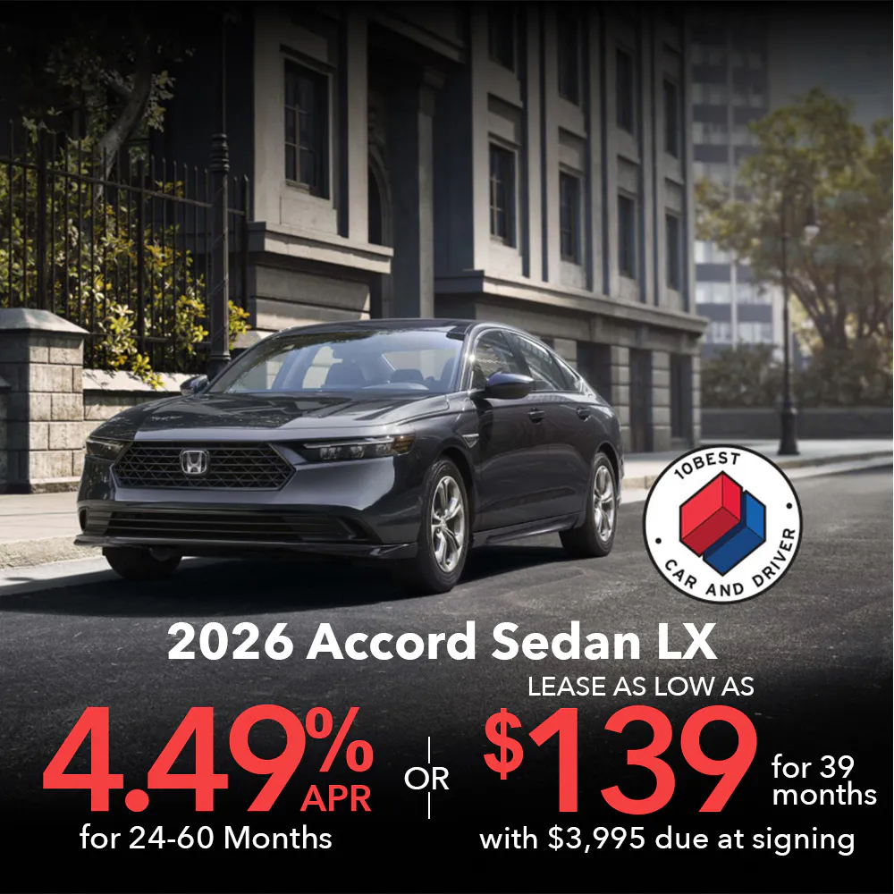 Lease 2026 Honda Accord LX For $139 | Open Road Honda