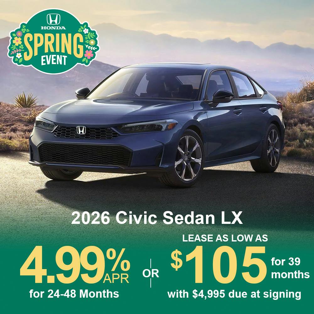 Lease 2026 Civic Sedan LX For $105 | Open Road Honda