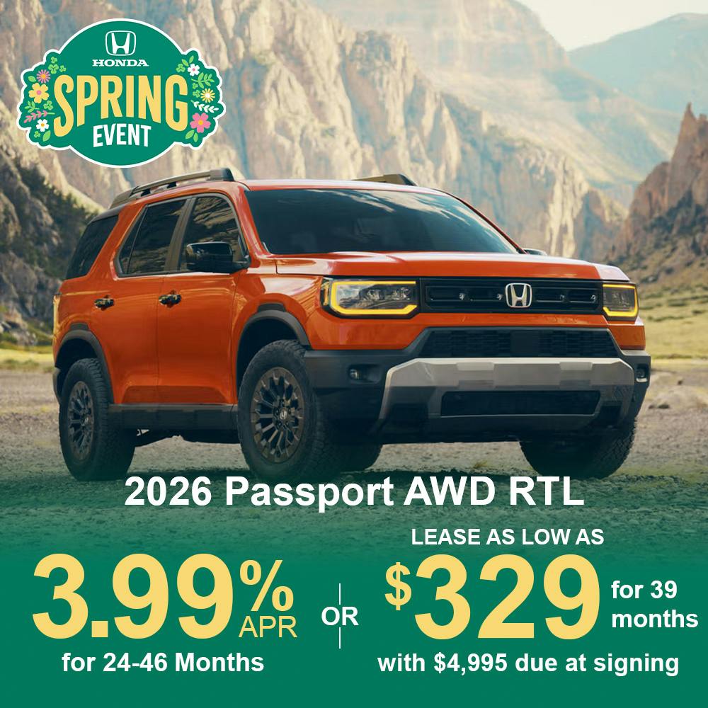 Lease 2026 Passport AWD RTL For $329 | Open Road Honda