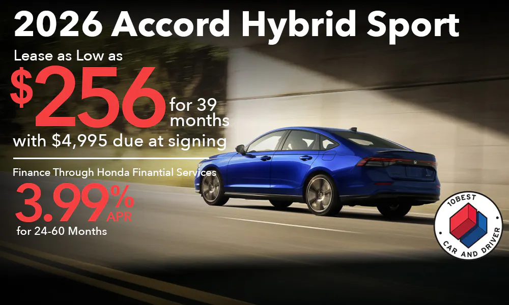 Lease 2026 Honda Accord Hybrid Sport For $256 | Open Road Honda