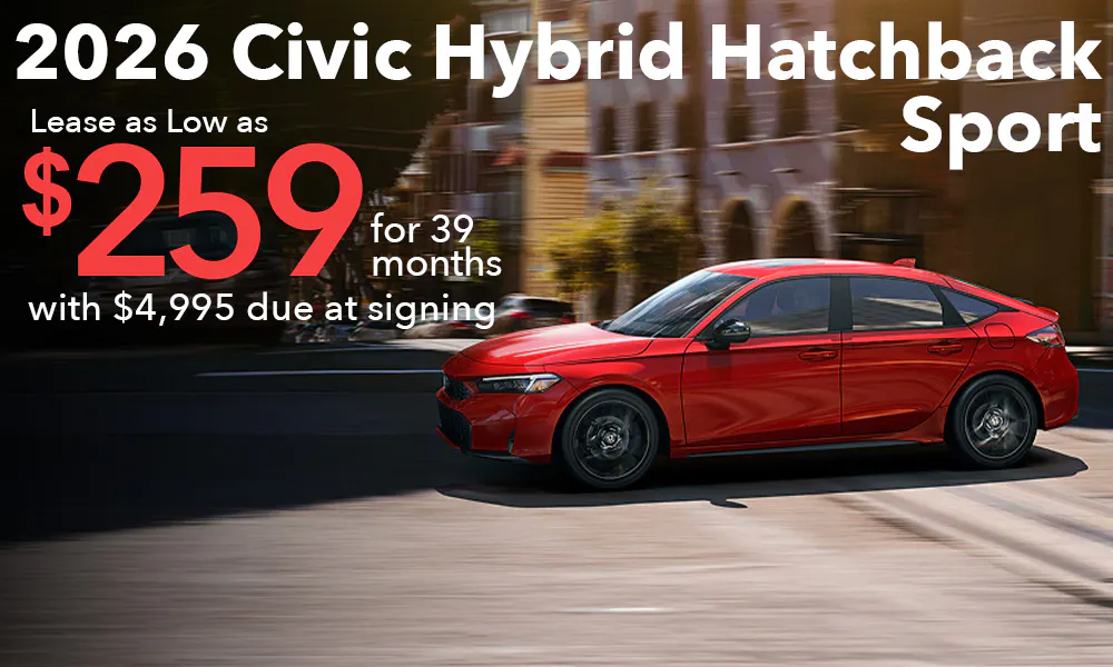 Lease 2026 Civic Hatchback Hybrid Sport For $259 | Open Road Honda
