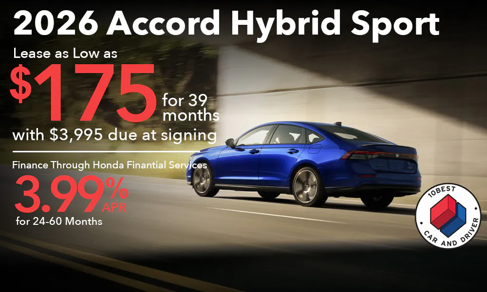 Lease 2026 Honda Accord Hybrid Sport For $175 | Open Road Honda