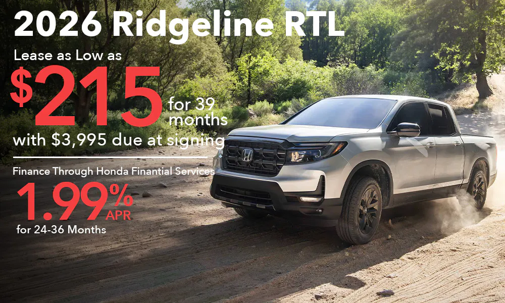Lease 2026 Ridgeline RTL for 215 | Open Road Honda
