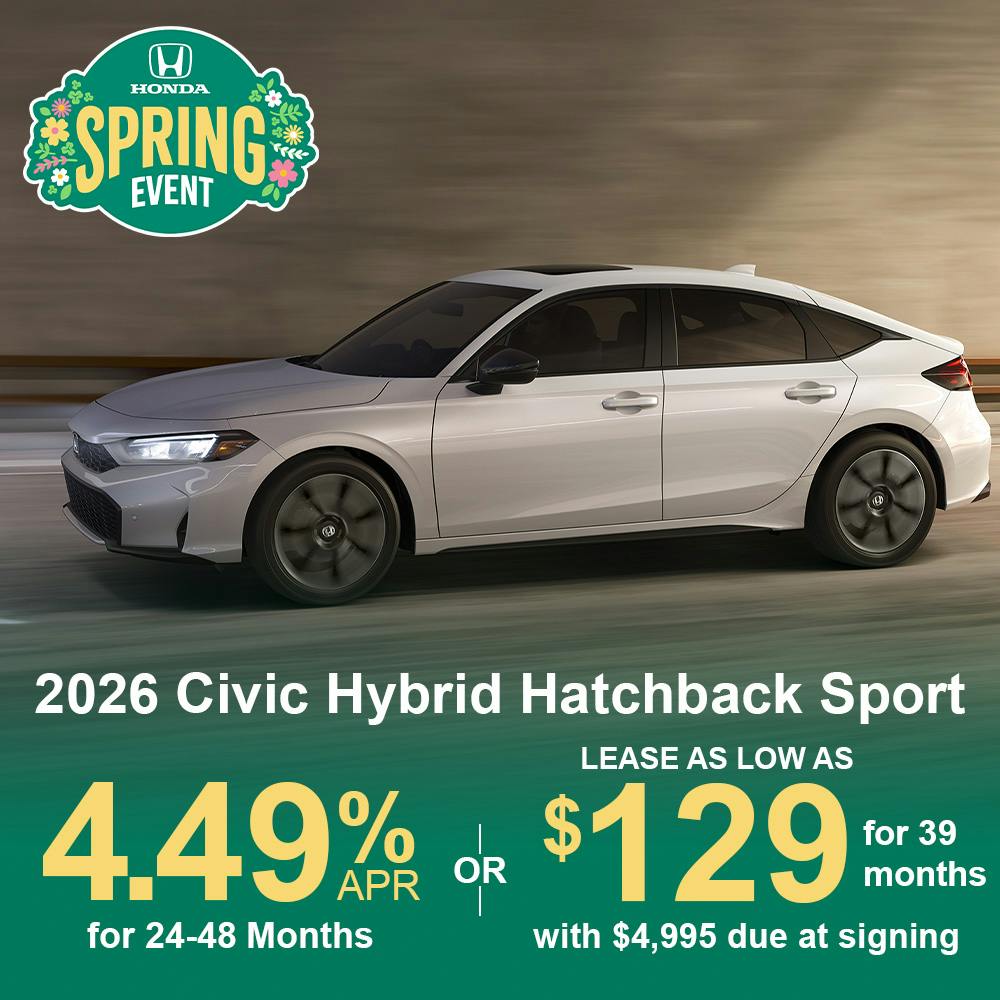 Lease 2026 Civic Hybrid Hatchback Sport For $129 | Open Road Honda