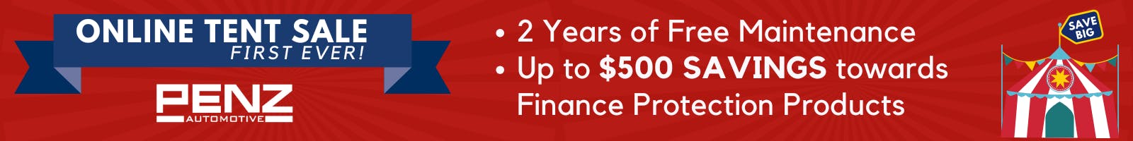 Online Tent Sale Banner | Penz Automotive Group