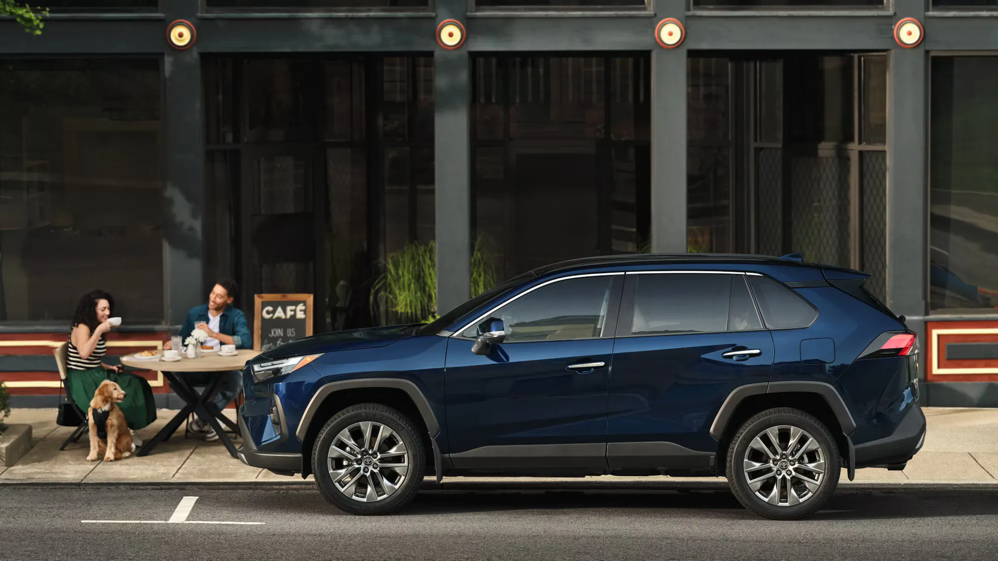 A parked SUV equipped with Toyota safety features