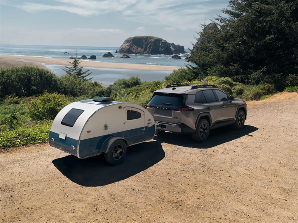 2026 Toyota RAV4 hybrid SUV demonstrating powerful towing performance