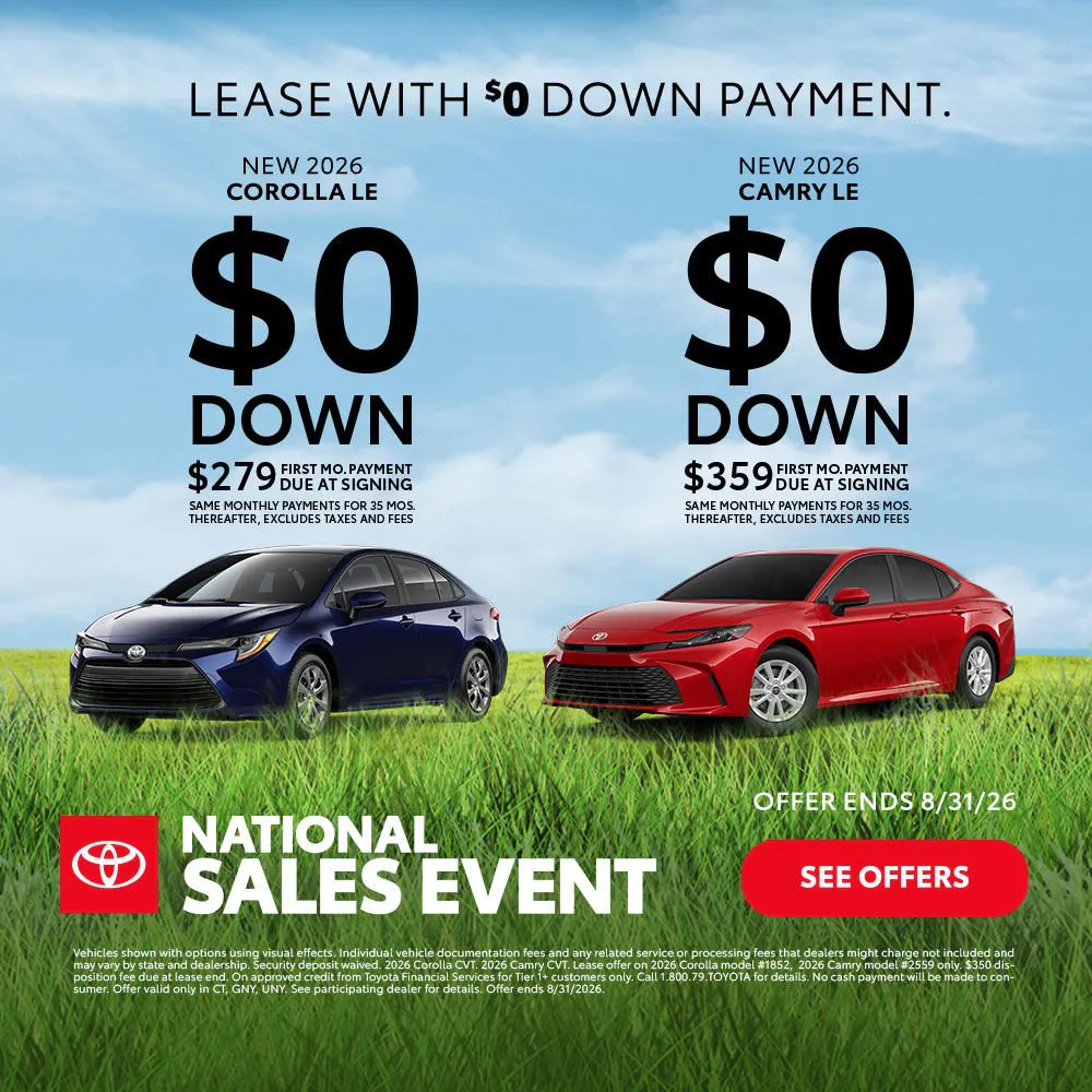 August 2026 GNY UNY CT Camry Corolla Lease