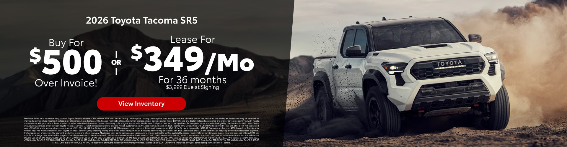 August Toyota Tacoma Speicals