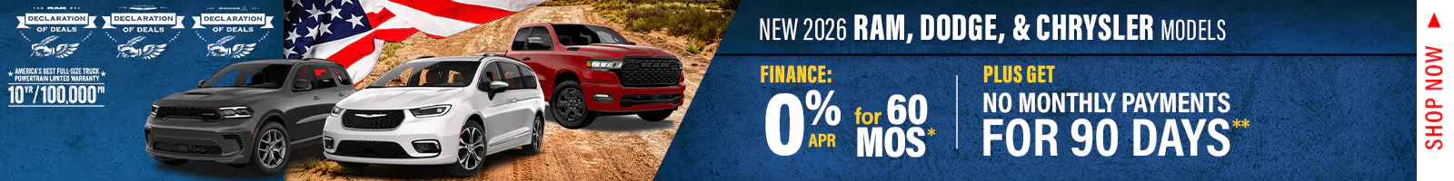 Select New 2026 RAM, Dodge and Chrysler Models