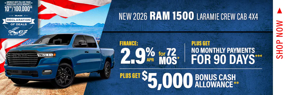 New 2026 RAM 1500 Laramie Crew Cab 4X4 | Shottenkirk Chrysler Dodge Jeep Ram Canton