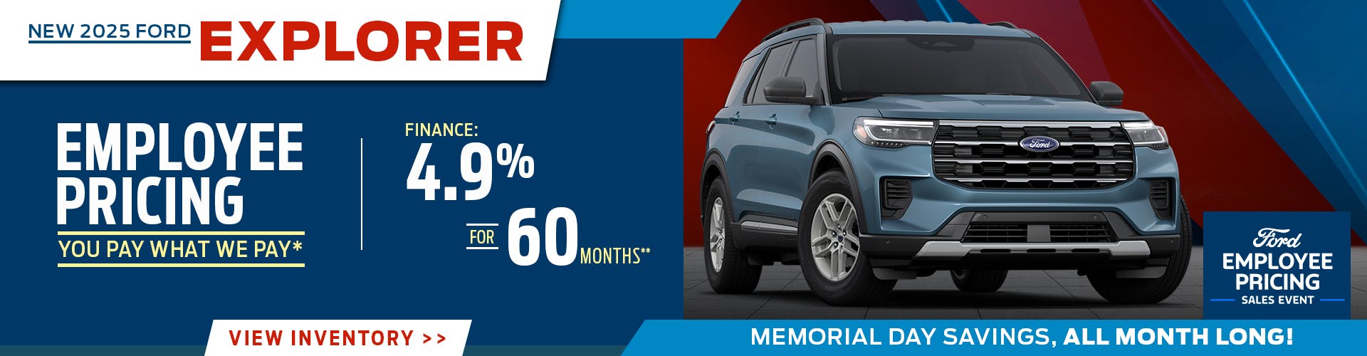 New 2025 Ford Explorer Employee Pricing
