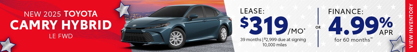 New 2025 Toyota Camry Lease $319