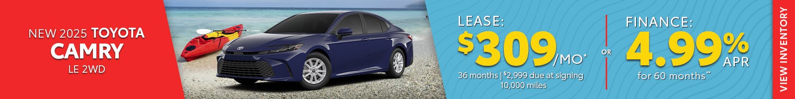 New 2025 Toyota Camry – Lease for $309/Month