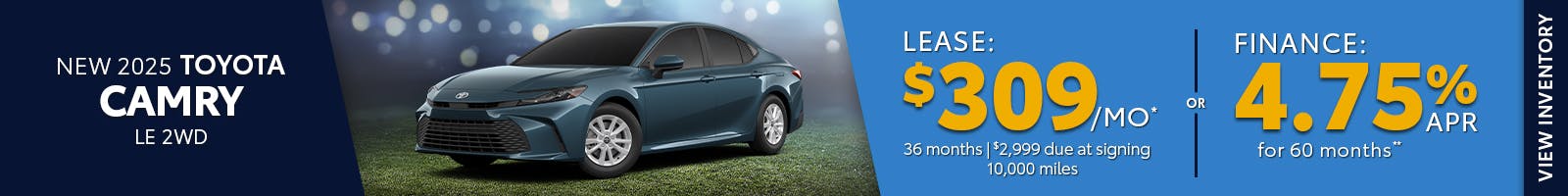 New 2025 Toyota Camry 4.75 % APR