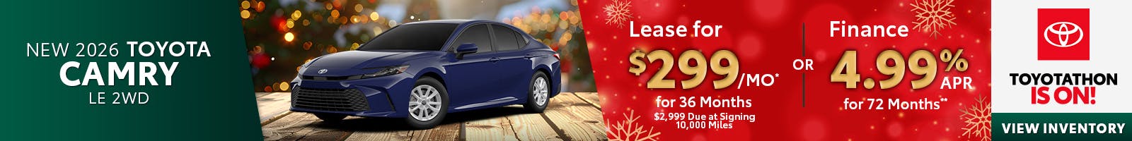 New 2026 Toyota Camry – Lease $299 Offer