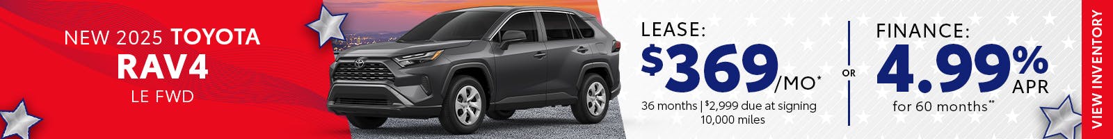 New 2025 Toyota RAV4 Lease $369