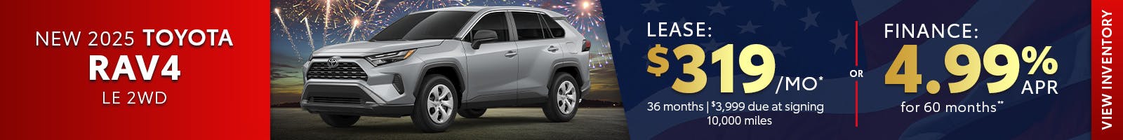 New 2025 Toyota RAV4 Lease for $319