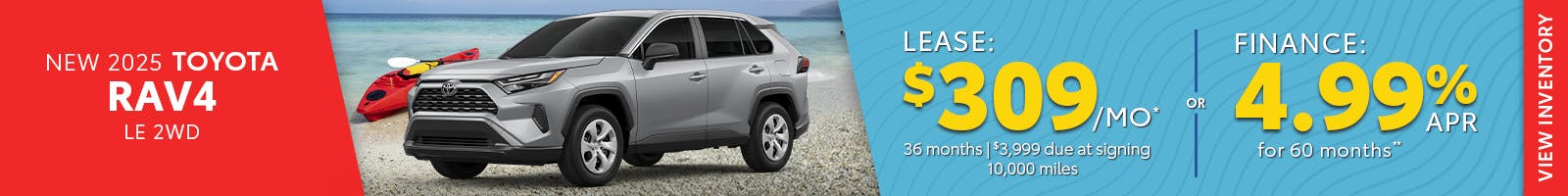 New 2025 Toyota RAV4 – Lease for $309/Month