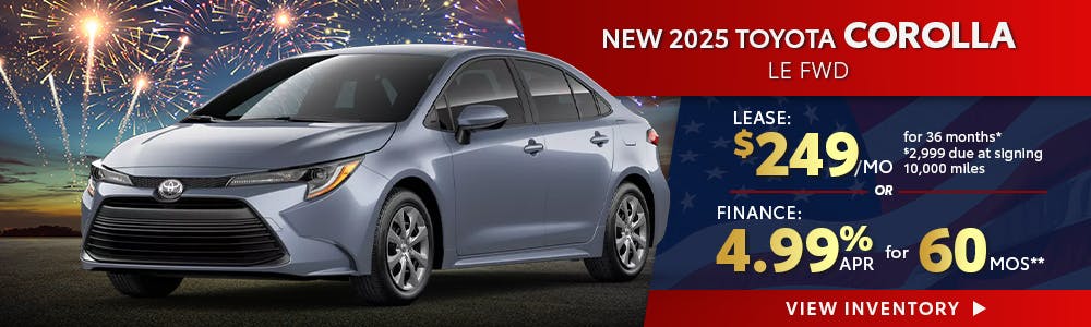 New 2025 Toyota Corolla Lease For $249 | South Coast Toyota