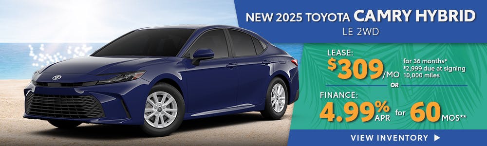 New 2025 Toyota Camry Hybrid Lease for $309 | South Coast Toyota