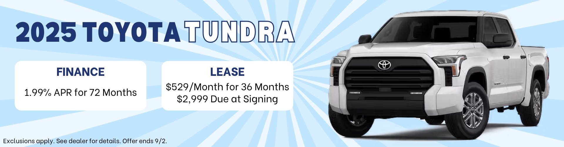 August Tundra Specials