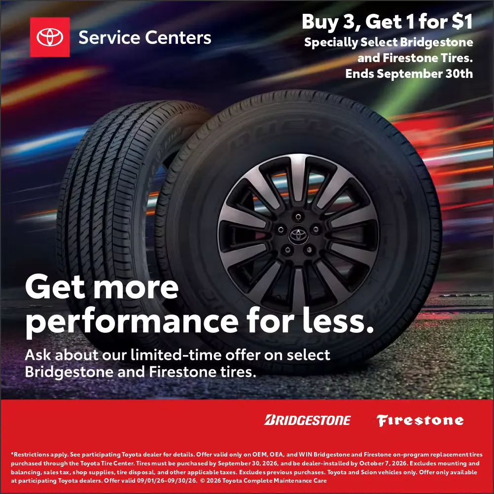 Buy 3 Tires get the 4th one for $1 | Steven Toyota