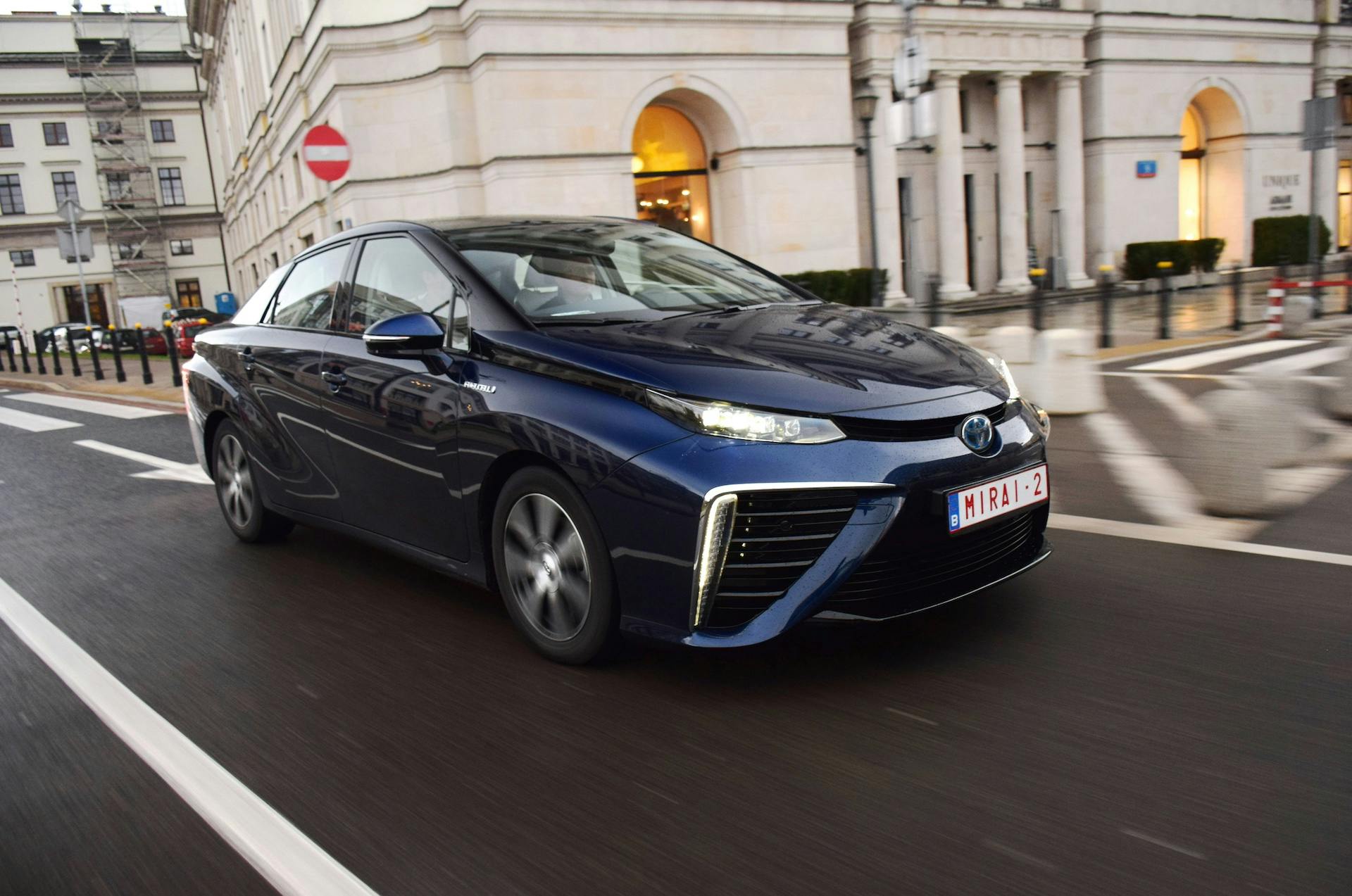 Fuel cell vehicle driving on the street