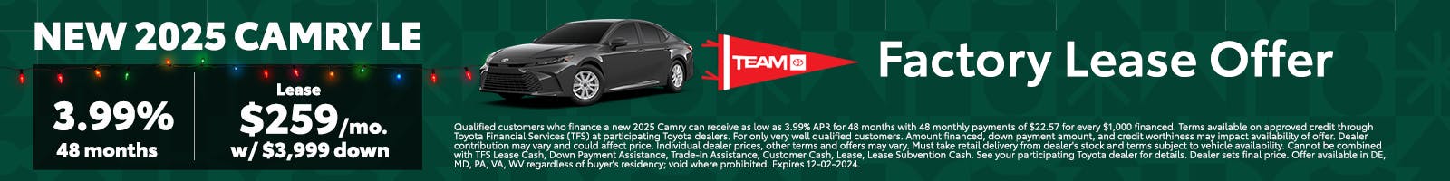 Camry LE Factory Special Banner