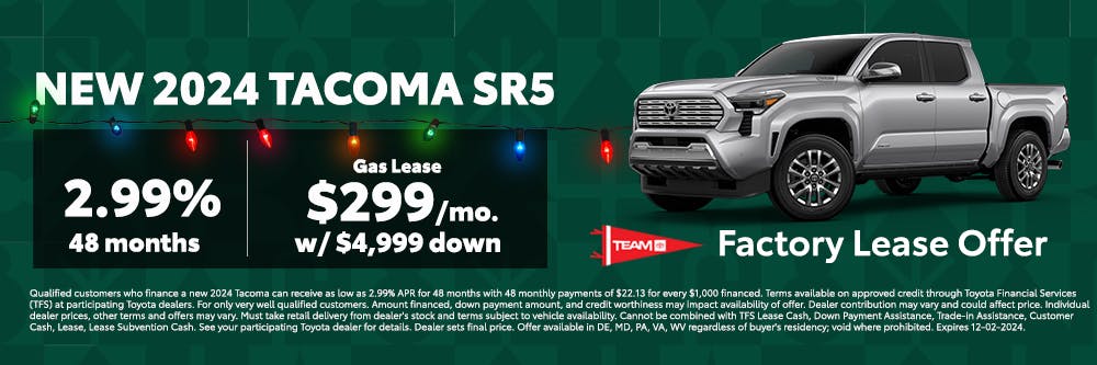 Tacoma Factory Lease Offer Banner | Team Toyota of Glen Mills