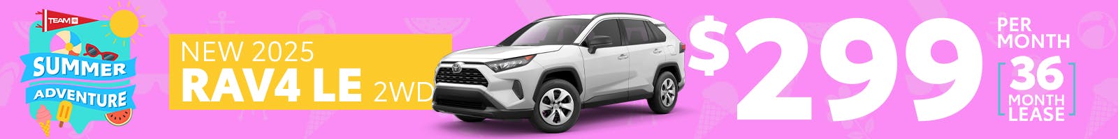 Summer Adventure – New 2025 RAV4 LE Lease
