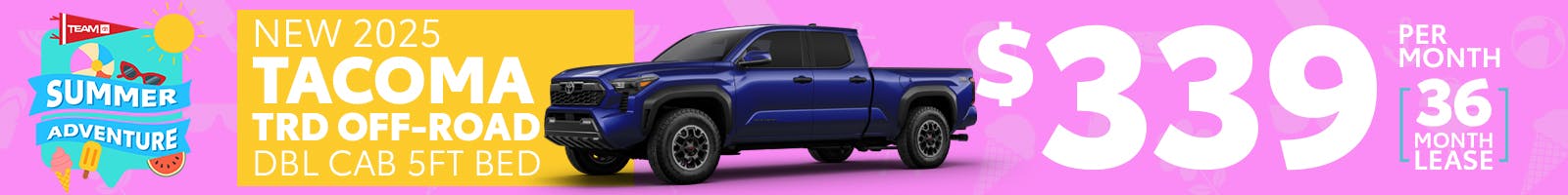 Summer Adventure – New 2025 Tacoma Lease