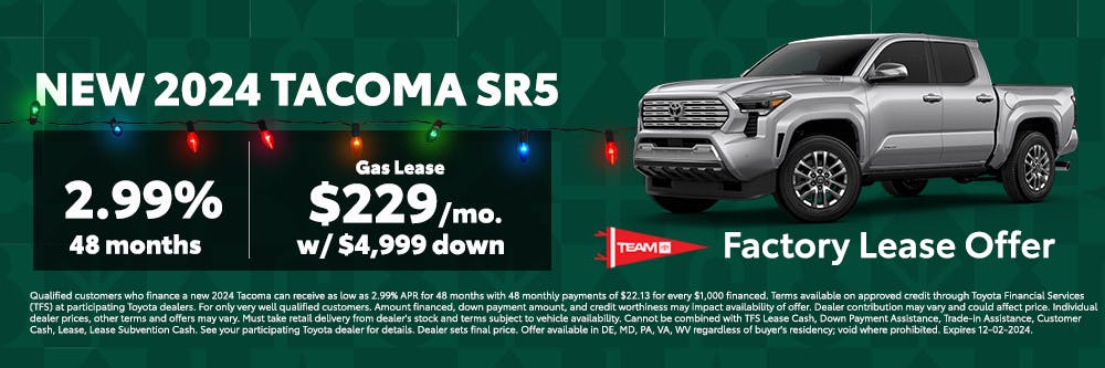 Tacoma Factory Lease Offer Banner | Team Toyota of Glen Mills