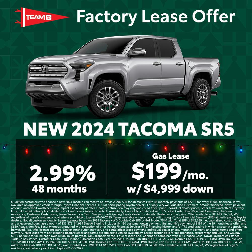 Tacoma Factory Lease Offer Banner