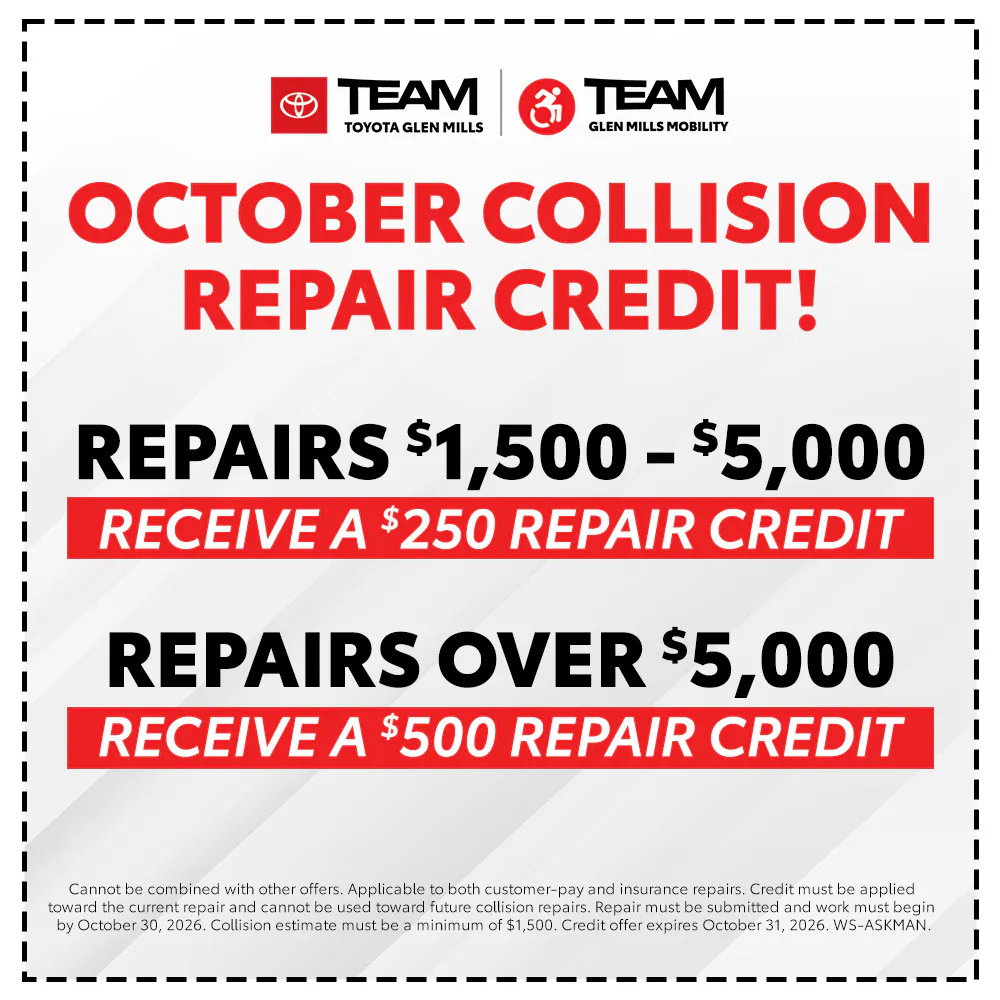October Collision Repair Credit! | Team Toyota of Glen Mills