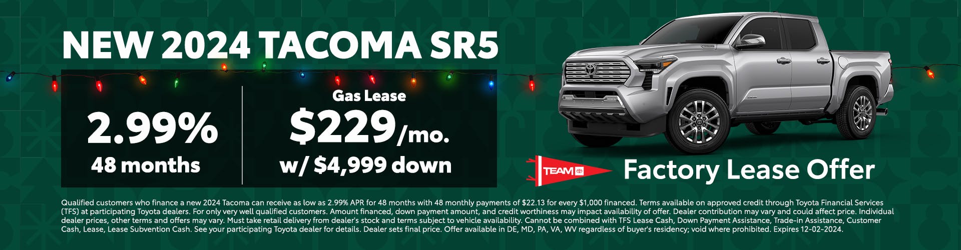 Tacoma Factory Lease Offer Banner